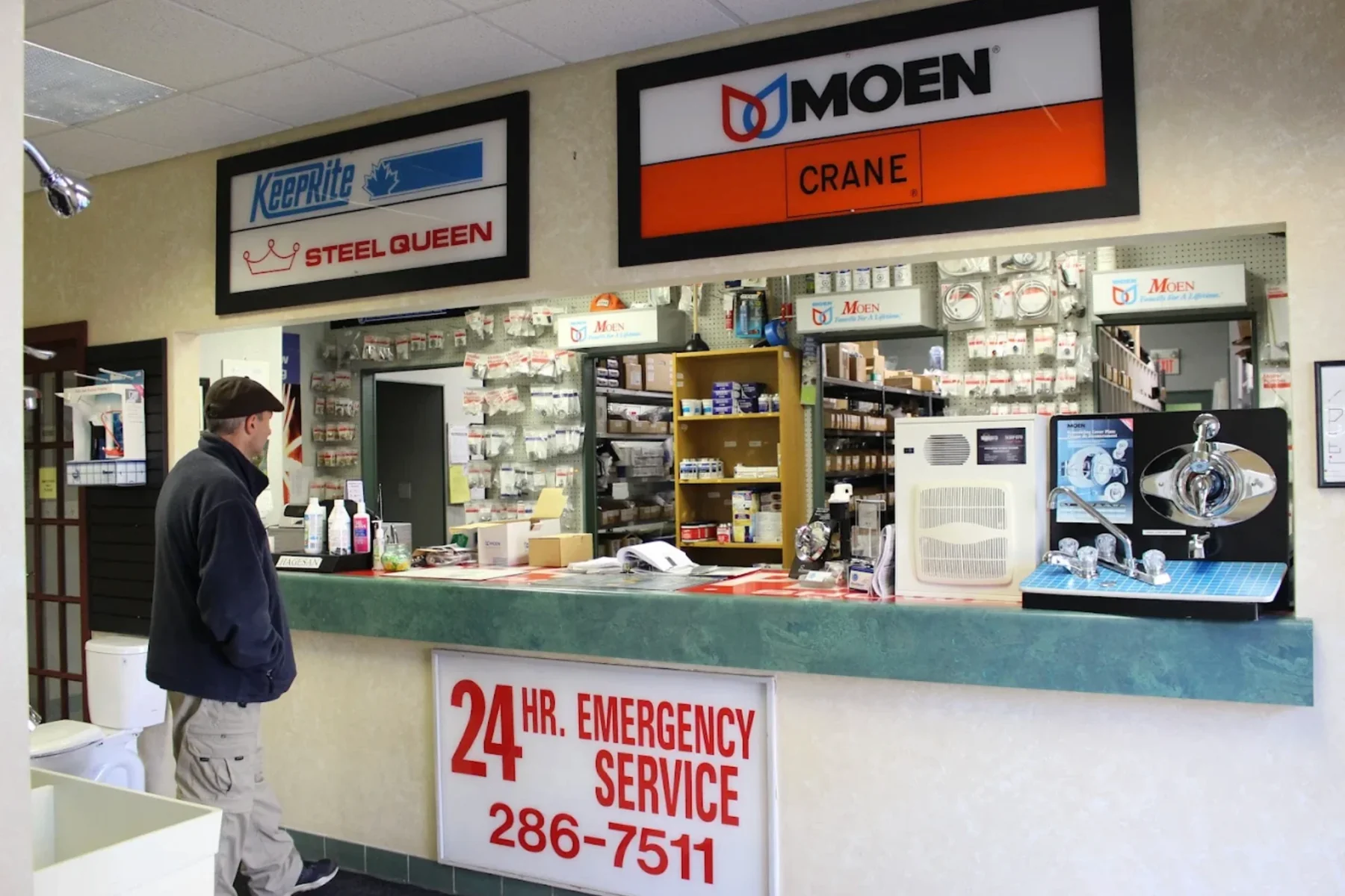 Bradshaw Plumbing showroom and parts counter